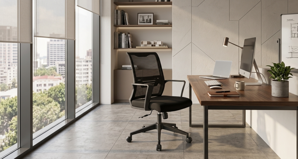 Picture of an office chair in an office