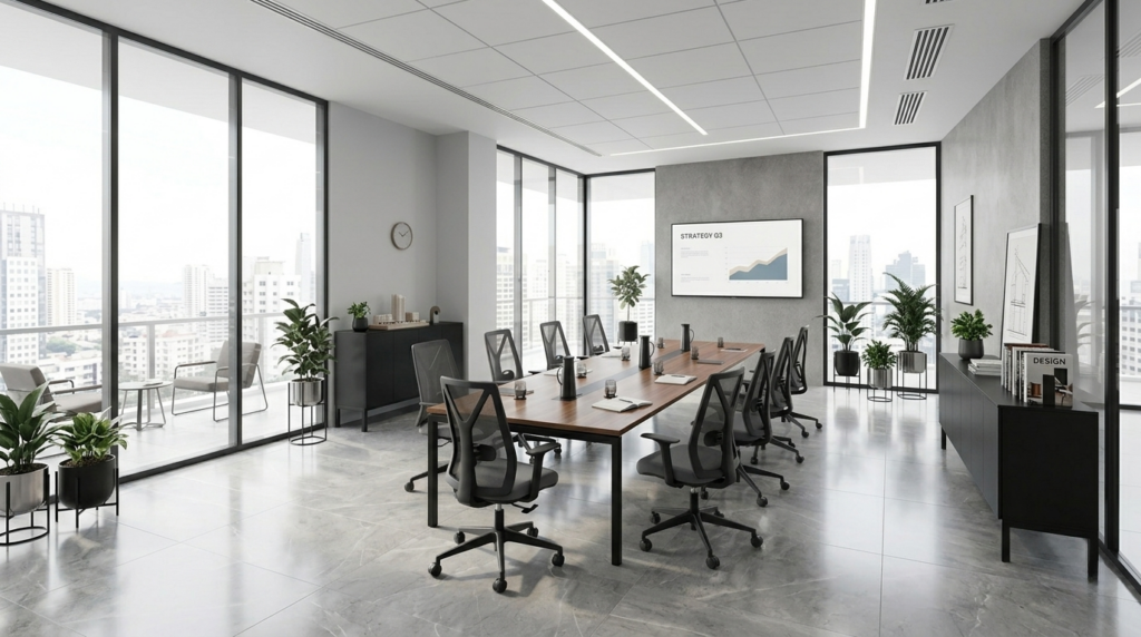 Meeting Room with Tables and Chairs